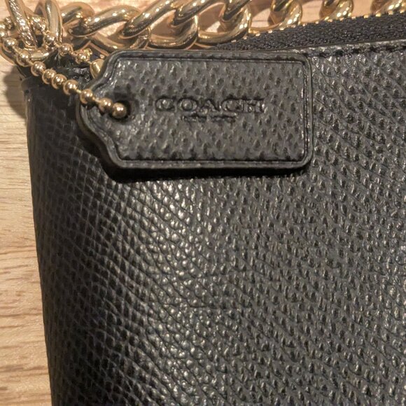 Coach Leather Slim Crossbody Bag with Gold Studs and Hardware-Midnight - Picture 5 of 8